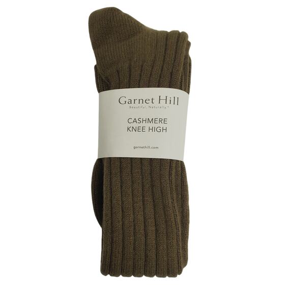 Soft Ribbed 82% Cashmere Knee High Socks 9-11 Warm Cozy Garnet Hill Olive Green - Picture 1 of 5
